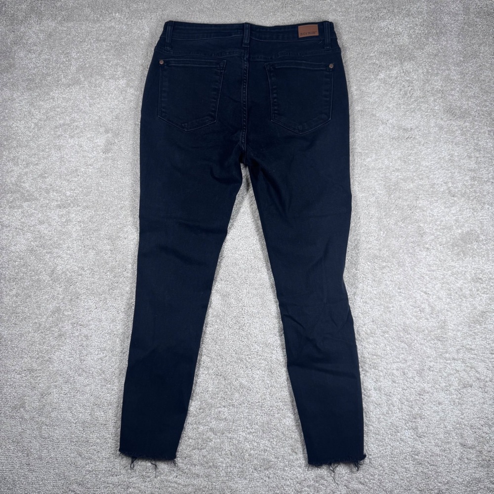 Judy Blue Black Distressed Skinny Jeans Leopard Patch Raw Hem JB82168BK 11/30 - Picture 6 of 12